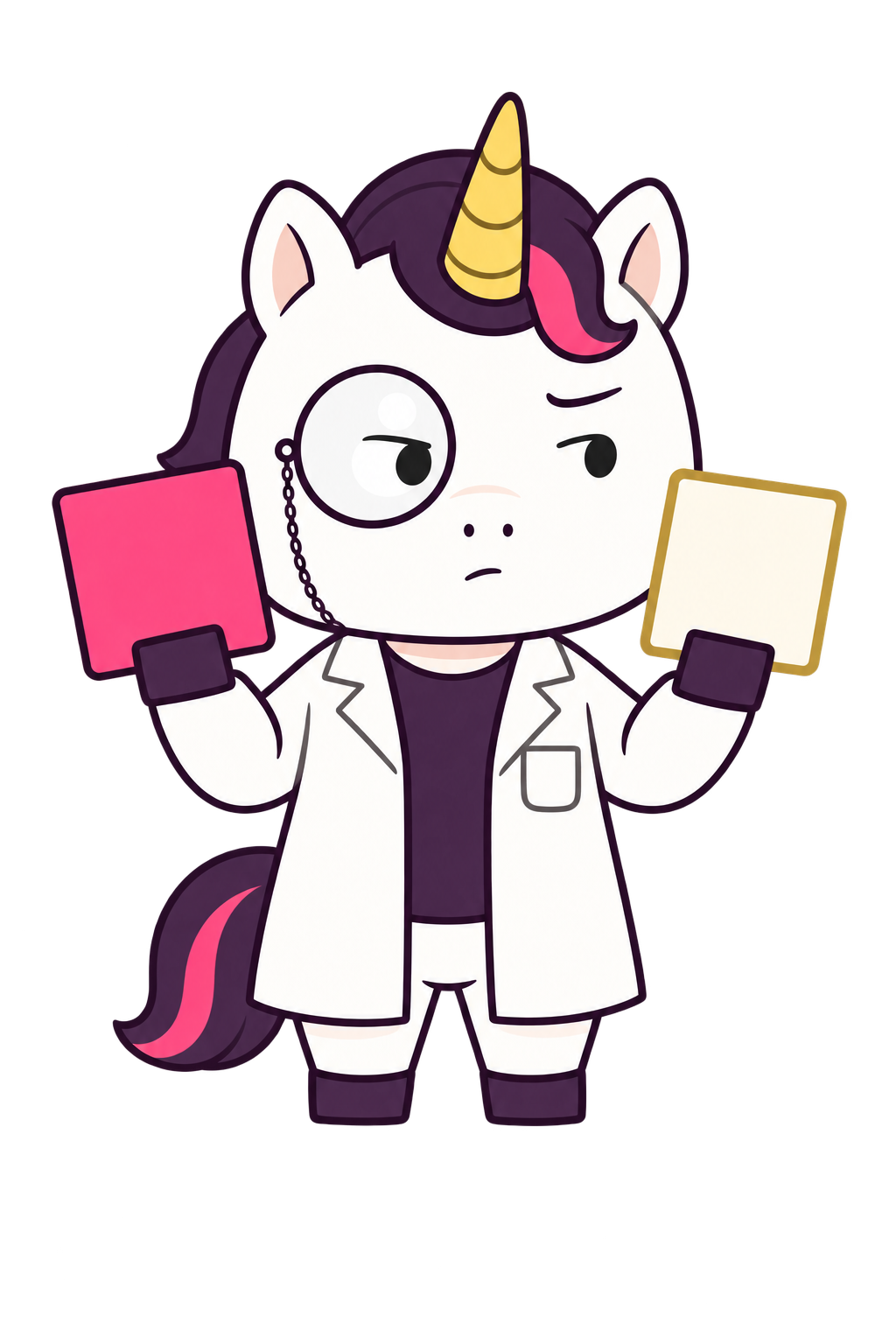 Professor Unicorn comparing a comedy reel with an educational film reel
