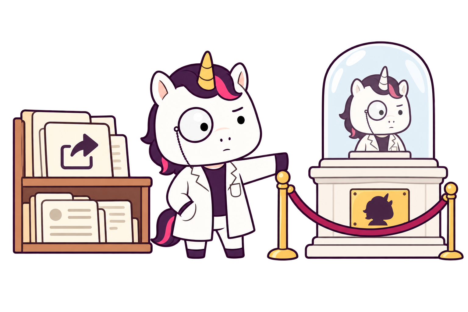 Professor Unicorn marking the boundary between open educational materials and protected character artwork